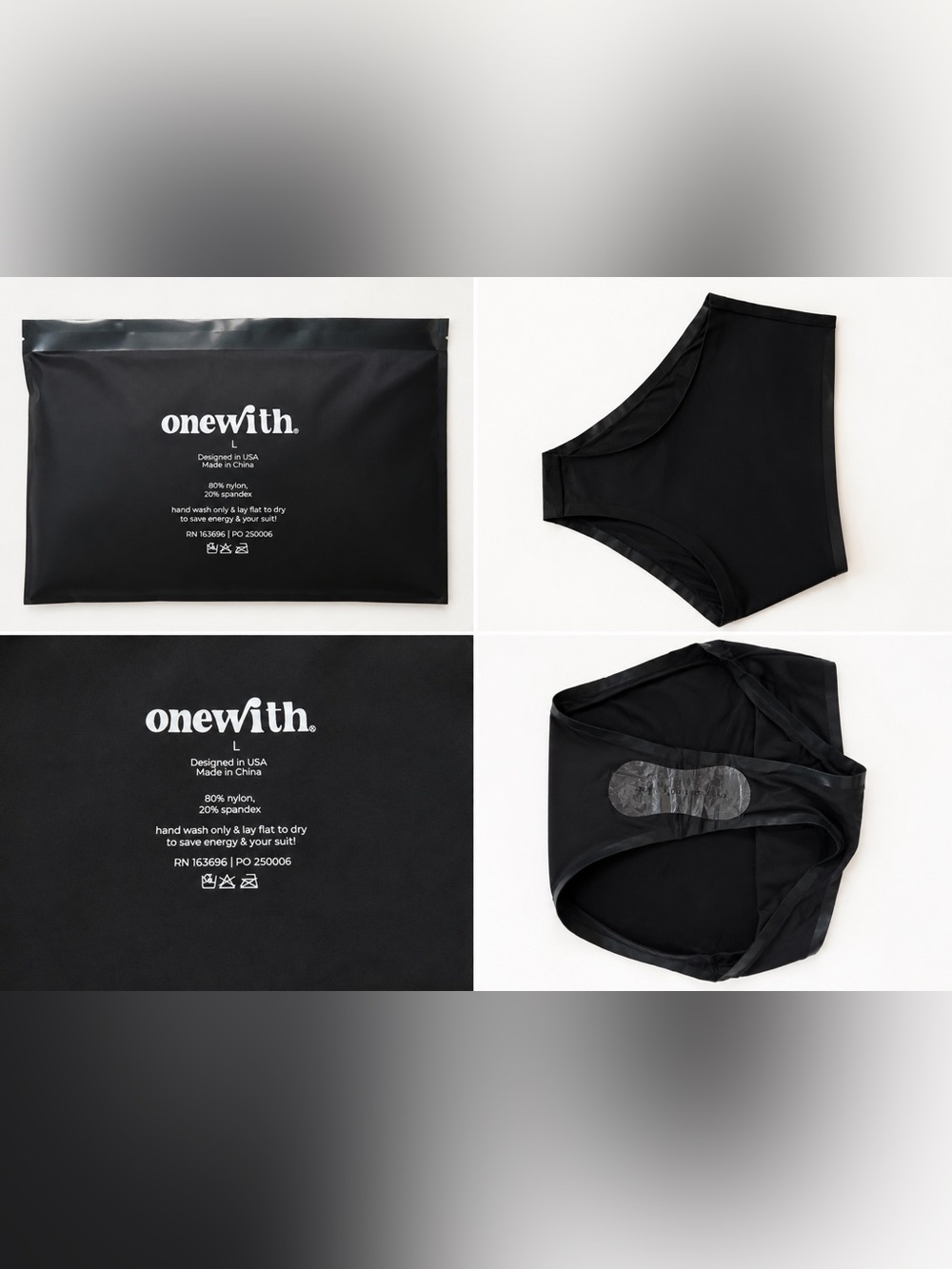 Women's Black High-Waist Swim Bikini Bottom - One With Swim seamless
